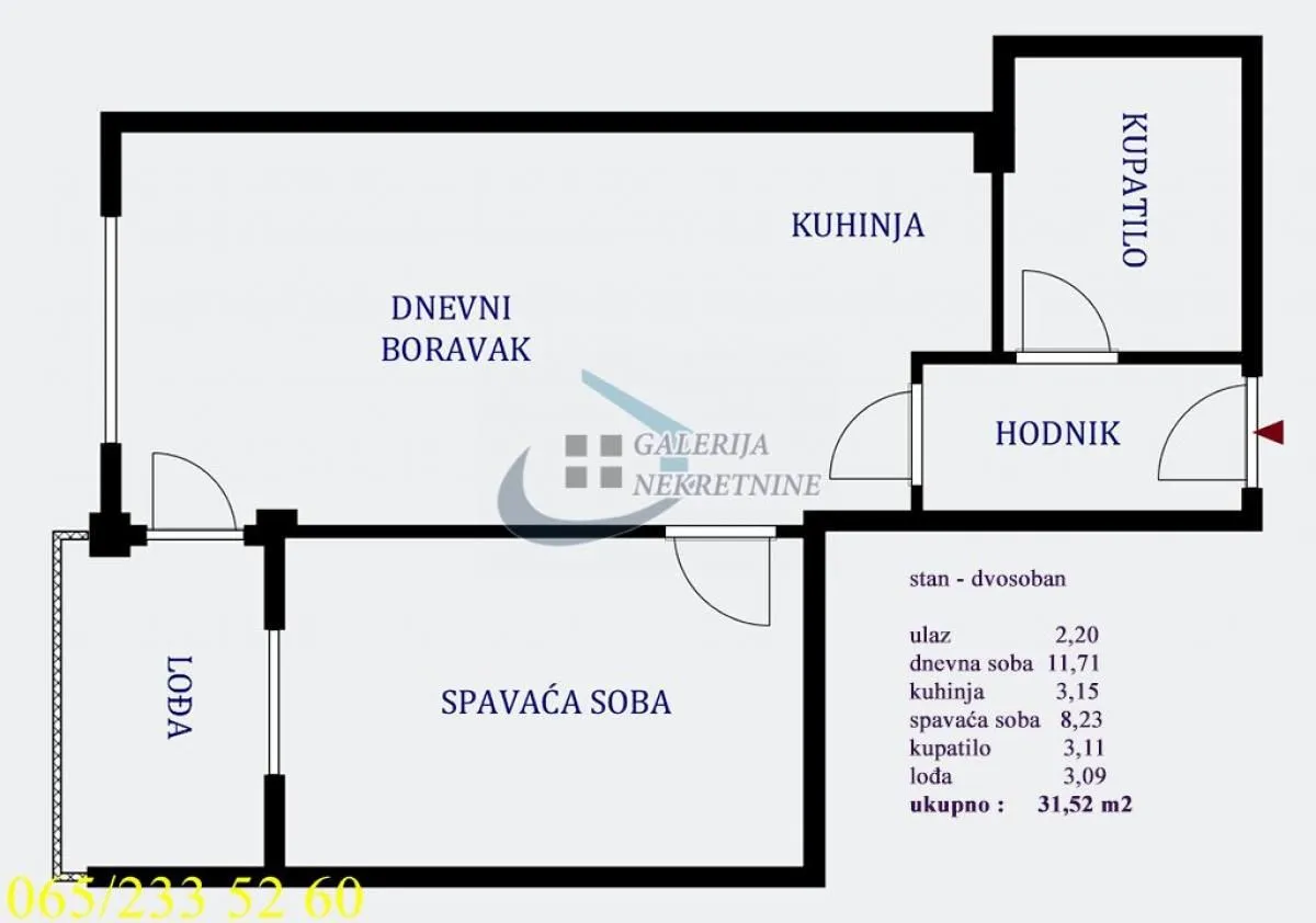 Floor plan of the apartment with room layout and square footage.