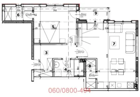 Architectural floor plan of the apartment with room layout and dimensions. - image 5