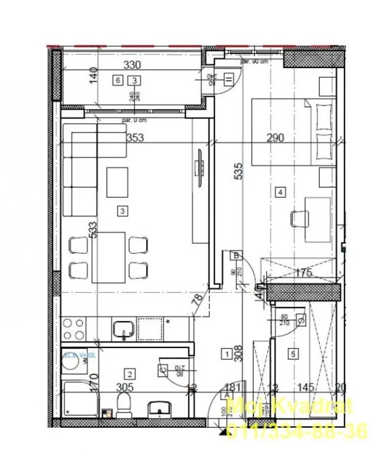 Sale, two bedroom apartment, 48m², Autokomanda, Voždovac Sve Podlokacije