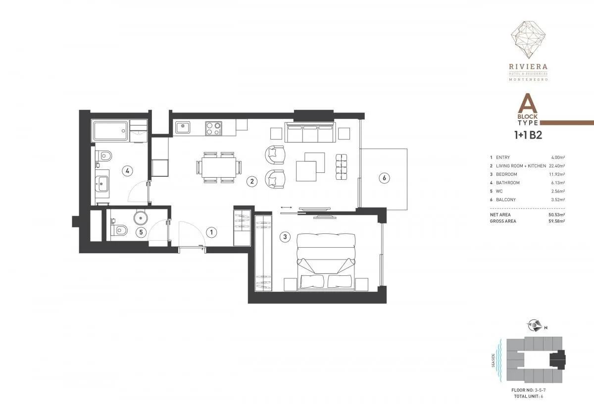 Prodaja, jednosoban stan, 50m², Budva, Crna Gora
