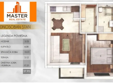 Prodaja, jednosoban stan, 38m², Zabjelo, Podgorica