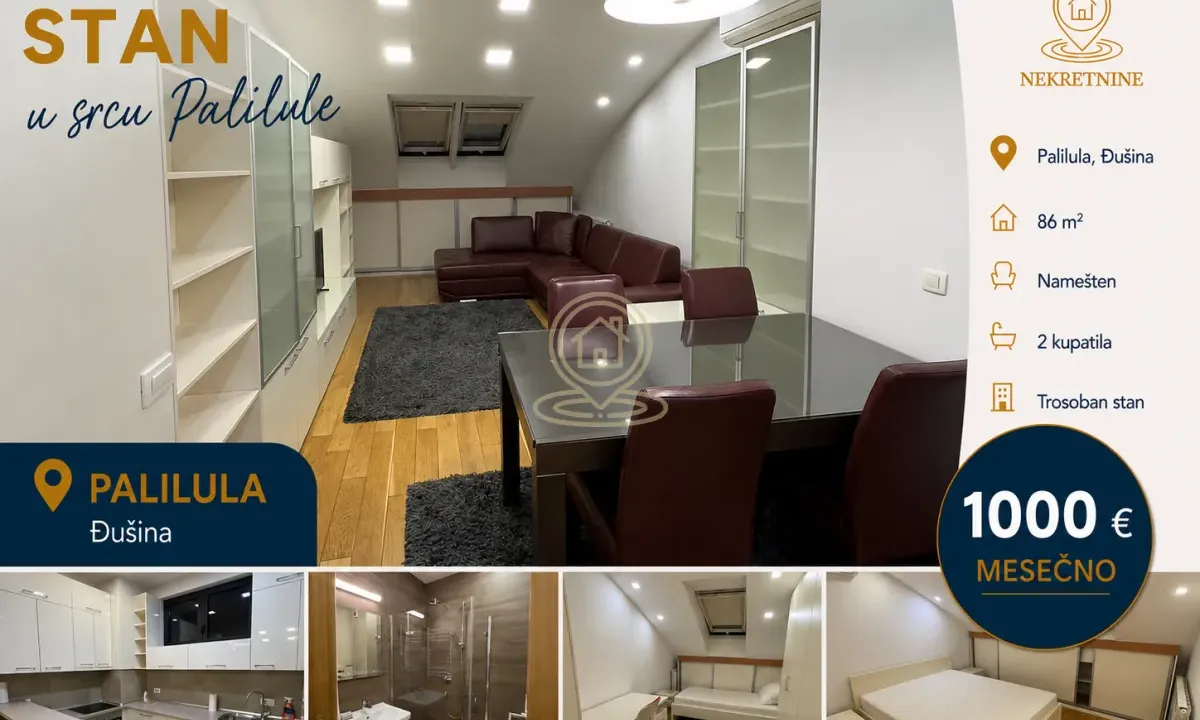 Rent, three bedroom apartment, 86m², Palilula Sve Podlokacije, Beograd