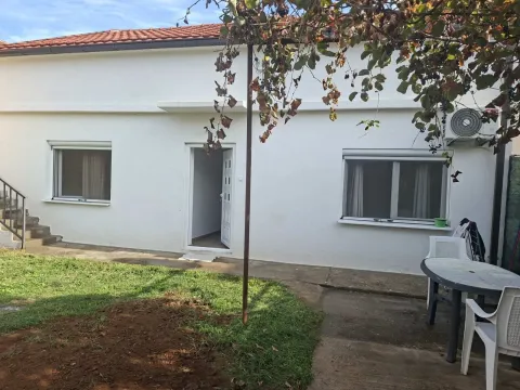 The yard and facade of a single-story house with an open entrance door. - image 4