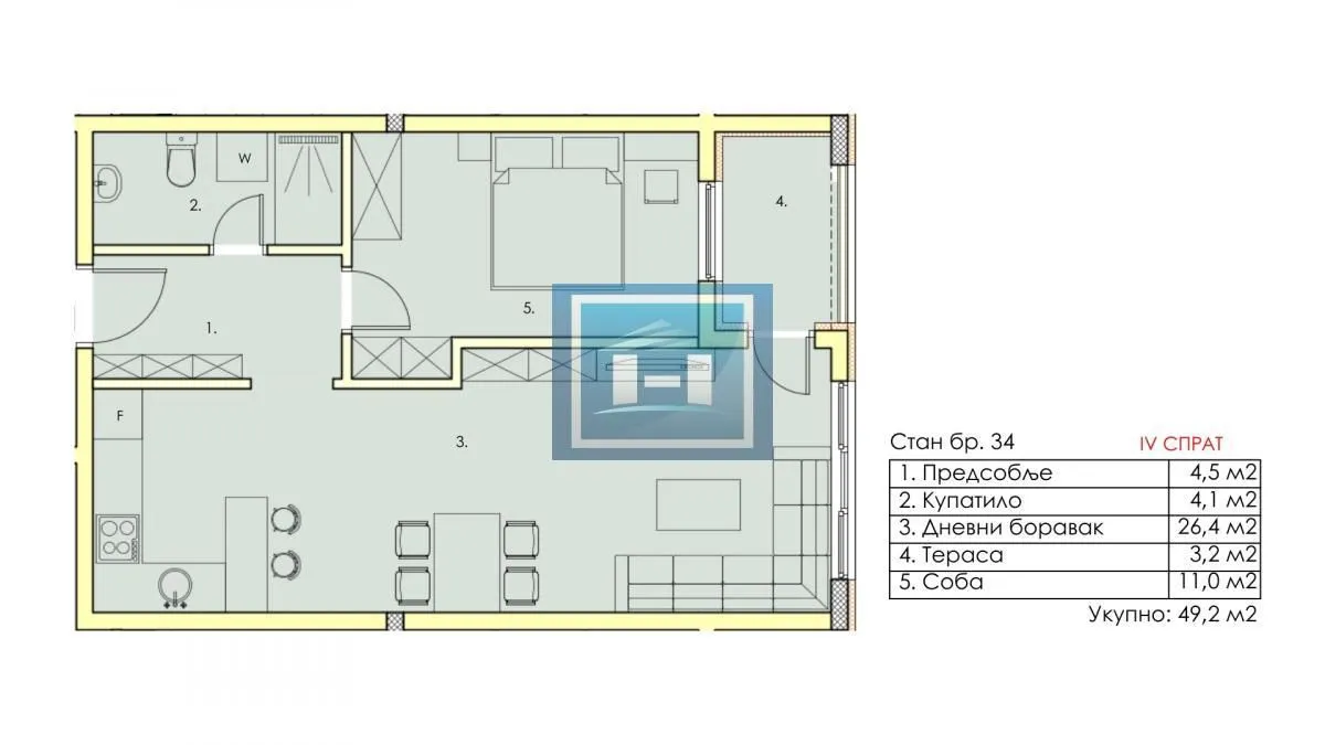 Sale, one bedroom apartment, 49m², Centar, Jagodina