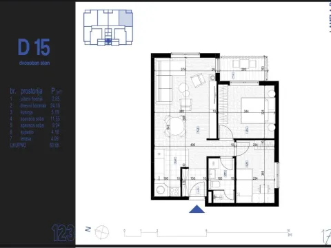 Sale, two bedroom apartment, 61m², Zabjelo, Podgorica - image 4