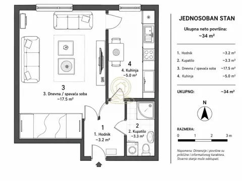 Sale, one bedroom apartment, 34m², Centar, Kragujevac - image 3