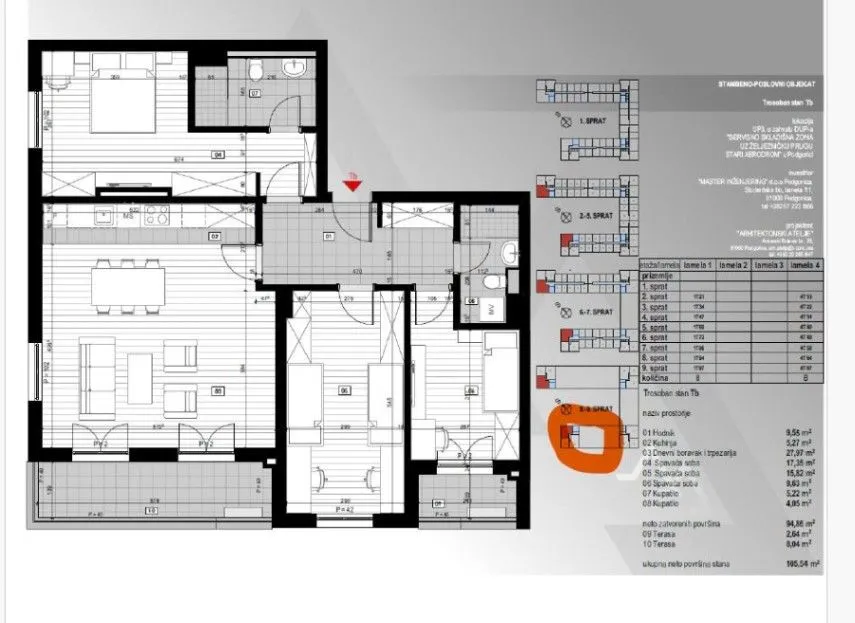 Prodaja, trosoban stan, 106m², Stari Aerodrom, Podgorica