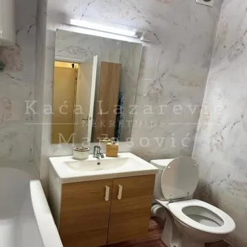 Bathroom equipped with a vanity unit, toilet, and bathtub. - image 9