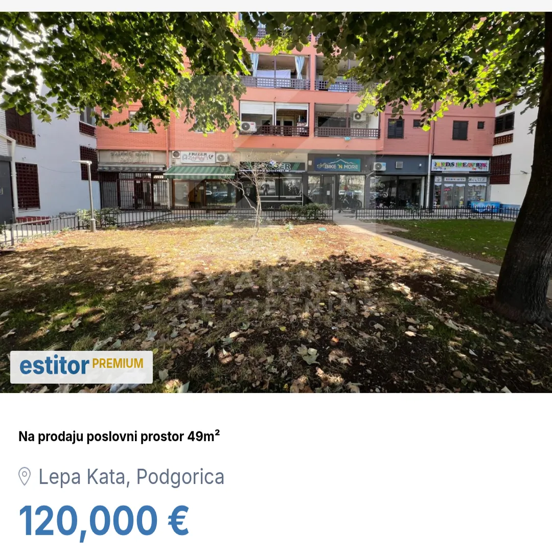 Prodaja, poslovni prostor, 49m², Lepa Kata, Podgorica