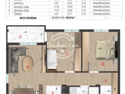 Sale, three bedroom apartment, 63m², Aerodrom, Kragujevac - image 5