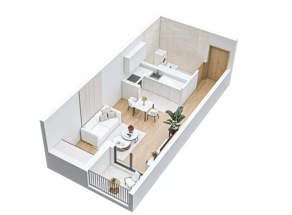 Sale, studio apartment, 31m², Stari Aerodrom, Podgorica