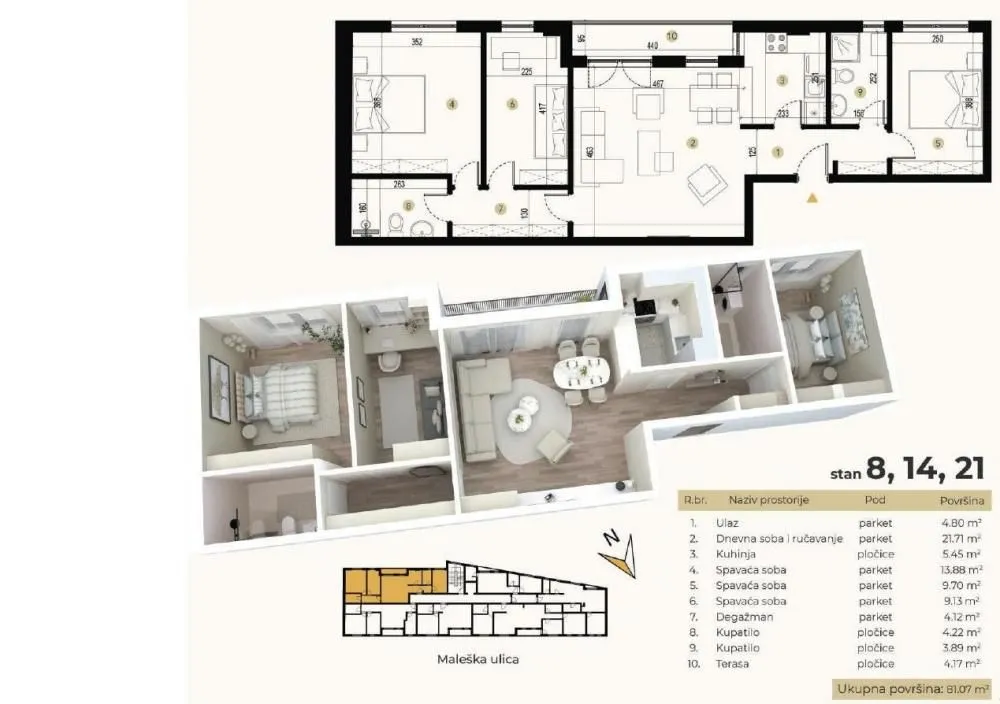 Sale, four bedroom apartment, 81m², Savski Venac, Beograd