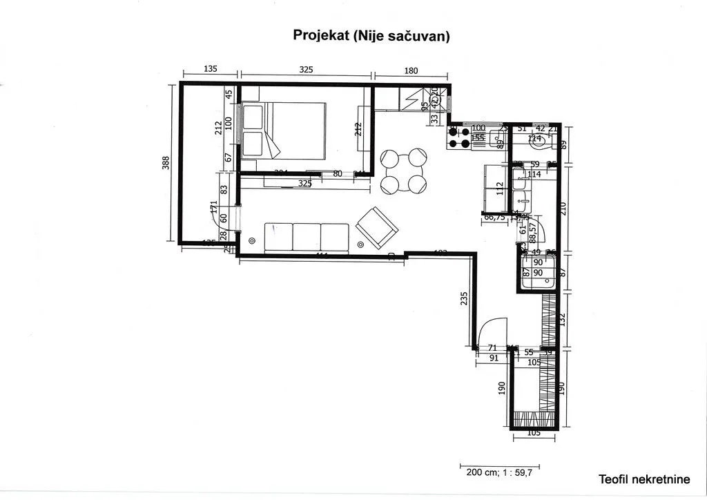 Sale, two bedroom apartment, 43m², Stari Grad, Beograd