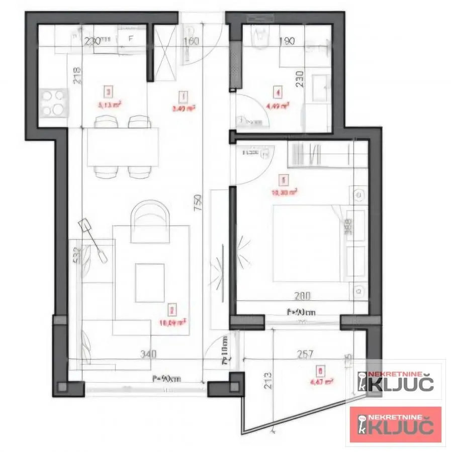 Sale, two bedroom apartment, 45m², Sremska Kamenica, Petrovaradin