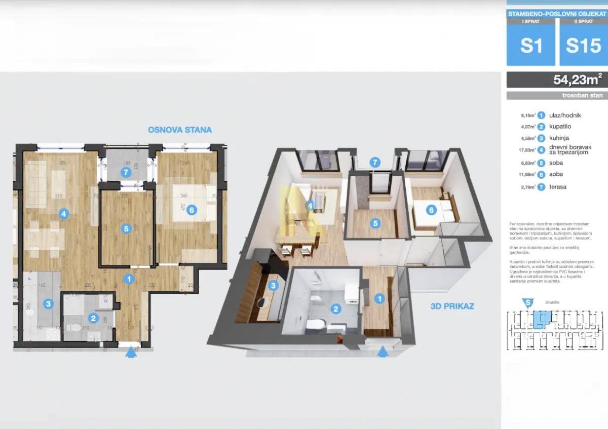 Prodaja, dvosoban stan, 54m², Telep, Novi Sad Sve Podlokacije