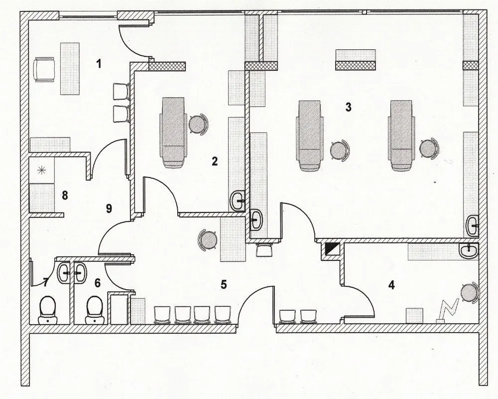 Floor plan of a commercial space showing the room layout.