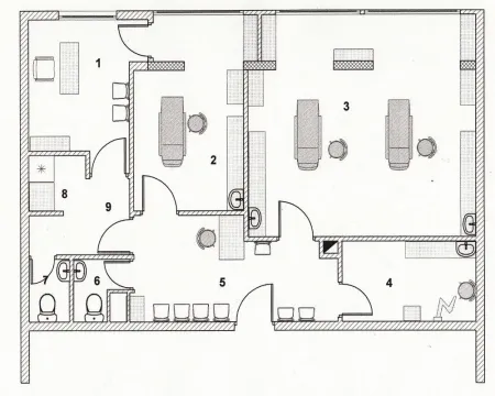 Floor plan of a commercial space showing the room layout. - image 8