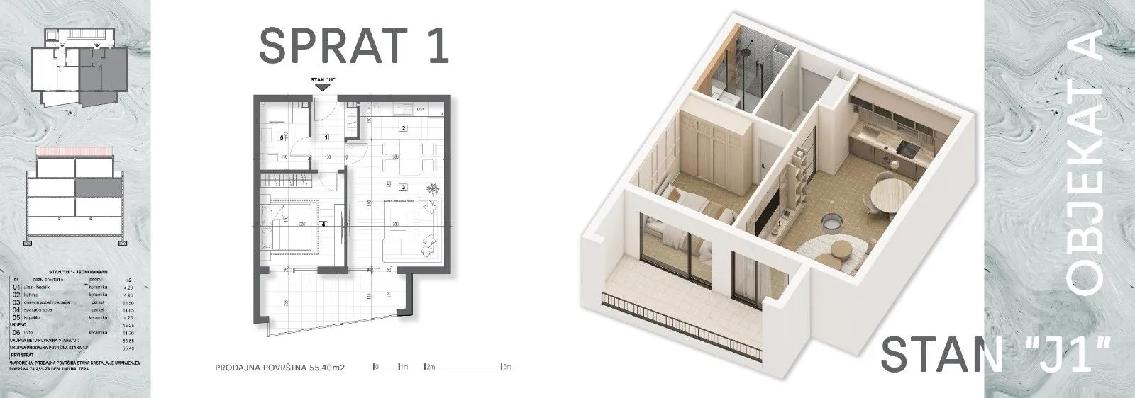 Sale, one bedroom apartment, 54m², Muo, Kotor