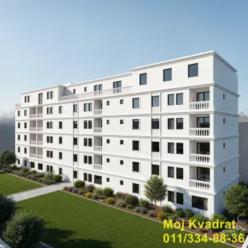 Pogled na spoljašnjost moderne stambene zgrade sa uređenim dvorištem. - image 2