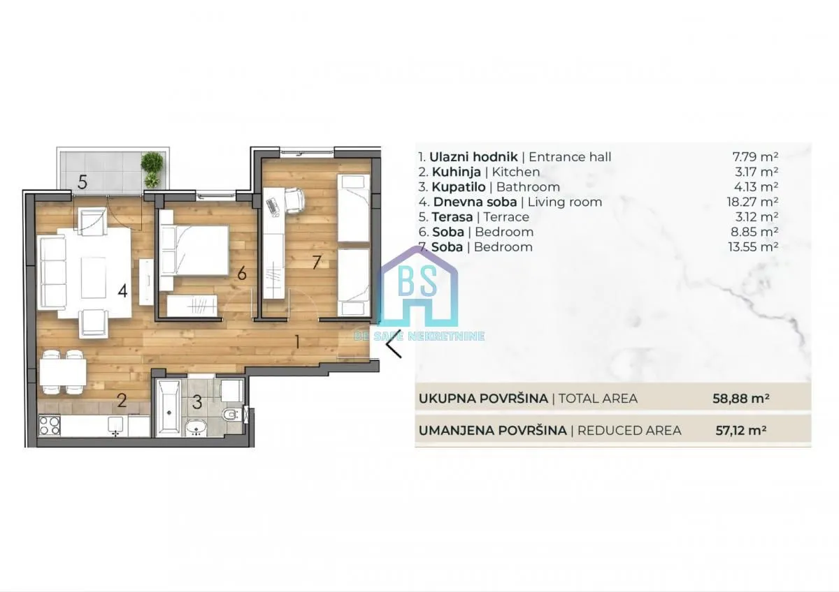 Prodaja, dvosoban stan, 57m², Detelinara, Novi Sad Sve Podlokacije