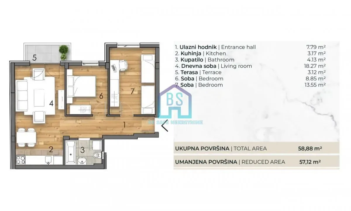 Prodaja, dvosoban stan, 57m², Detelinara, Novi Sad Sve Podlokacije