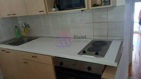 Manja kuhinja sa sudoperom, rernom i elementima od drveta. - image 5