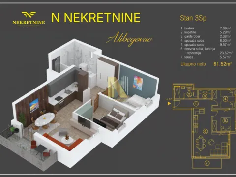Prodaja, trosoban stan, 61m², Alibegovac, Petrovaradin - image 14