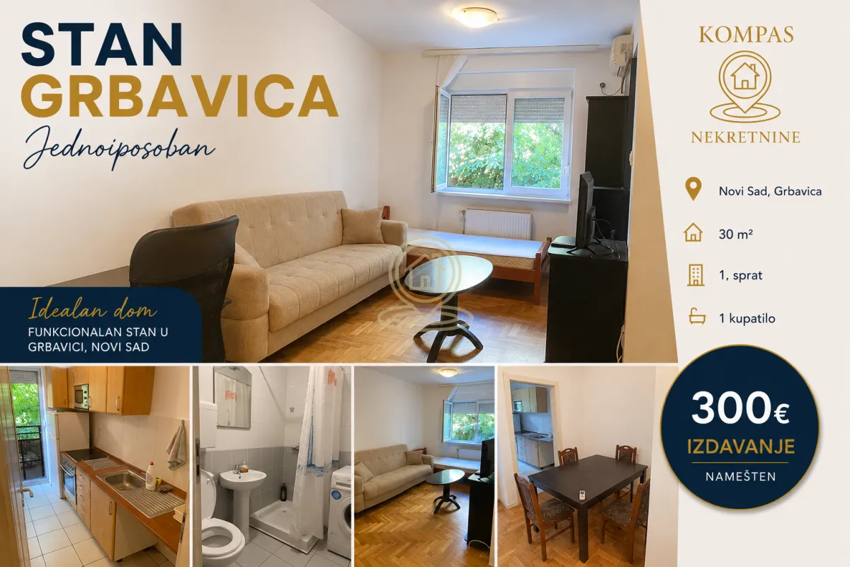 Rent, one bedroom apartment, 30m², Grbavica, Novi Sad Sve Podlokacije