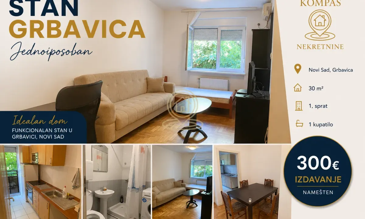 Rent, one bedroom apartment, 30m², Grbavica, Novi Sad Sve Podlokacije