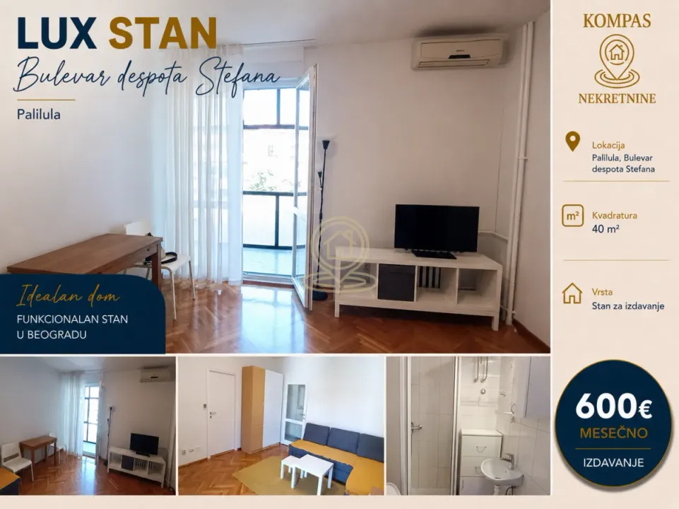 Rent, two bedroom apartment, 40m², Palilula Sve Podlokacije, Beograd