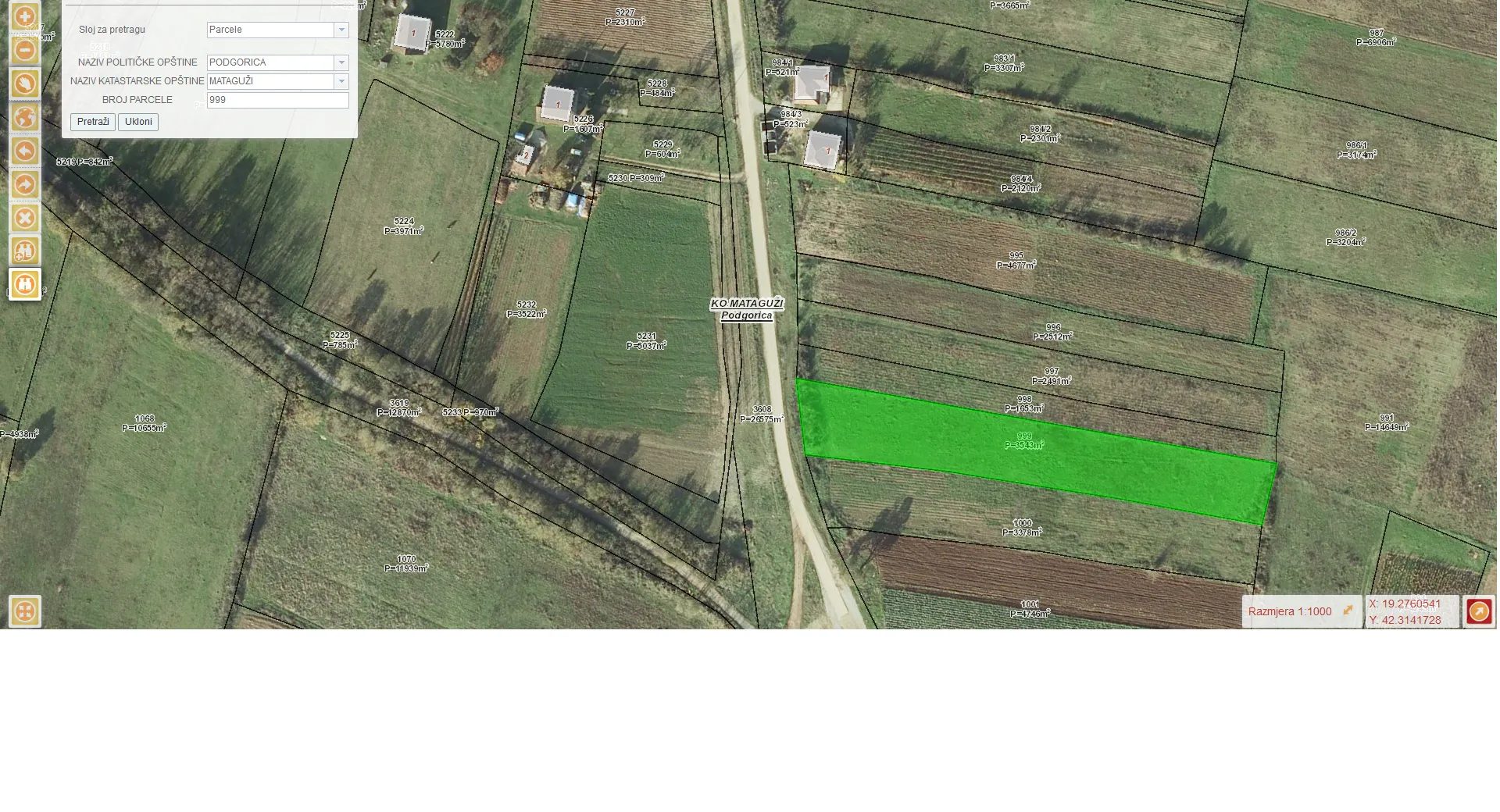 Sale, land lot, 3315m², Mataguži, Podgorica