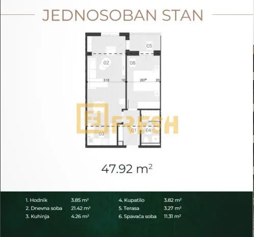 Prodaja, jednosoban stan, 48m², Cetinje, Crna Gora