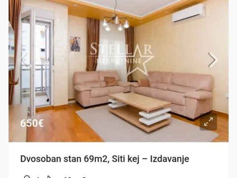 Izdavanje, dvosoban stan, 69m², City Kej, Podgorica - image 2