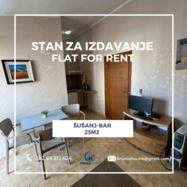 Rent, studio apartment, 23m², Šušanj, Bar