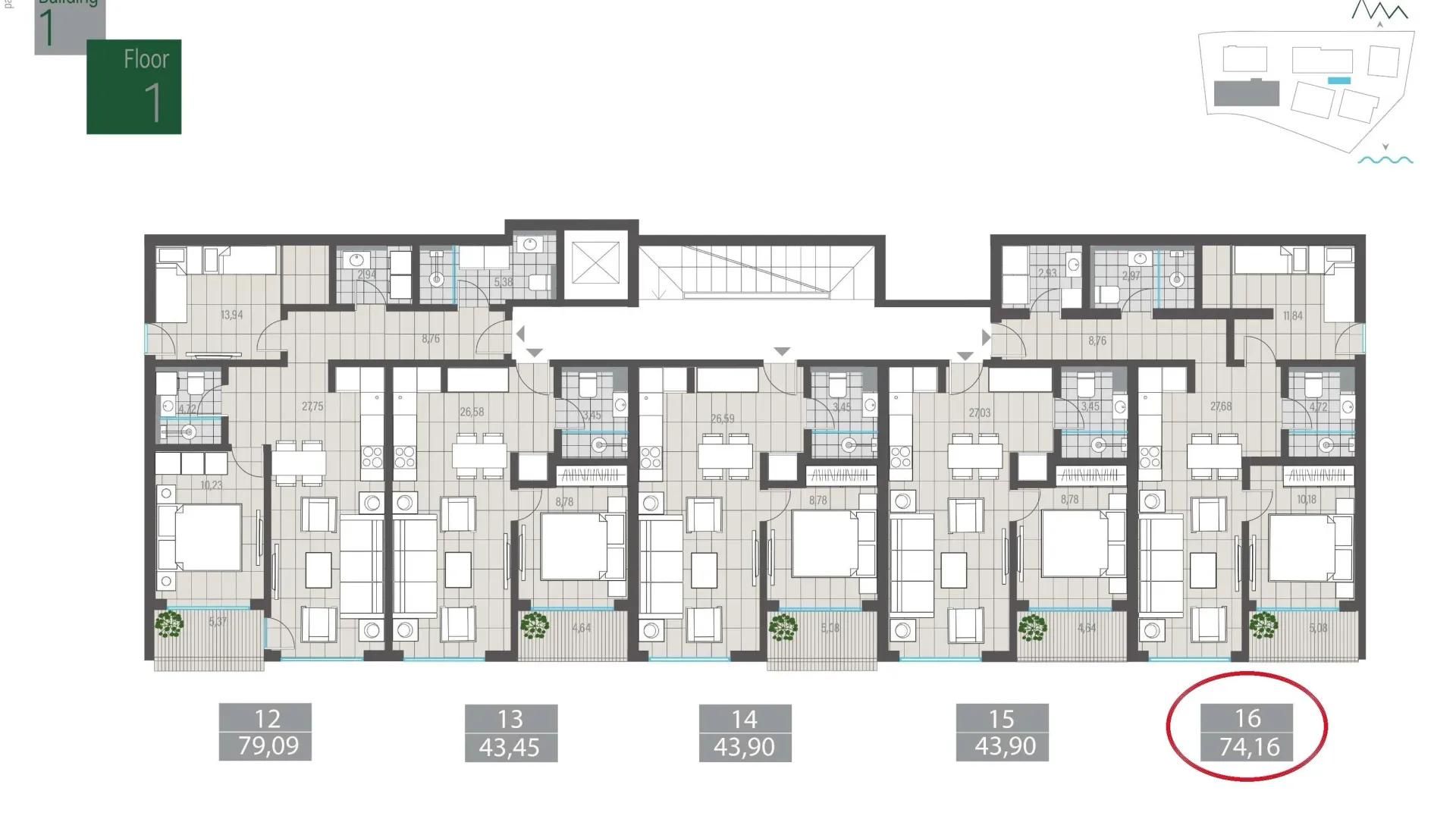 Sale, two bedroom apartment, 74m², Centar, Tivat