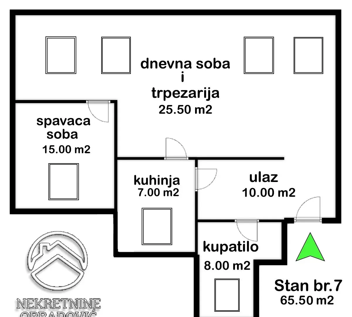 Sale, two bedroom apartment, 65m², Mirijevo Sve Podlokacije, Beograd