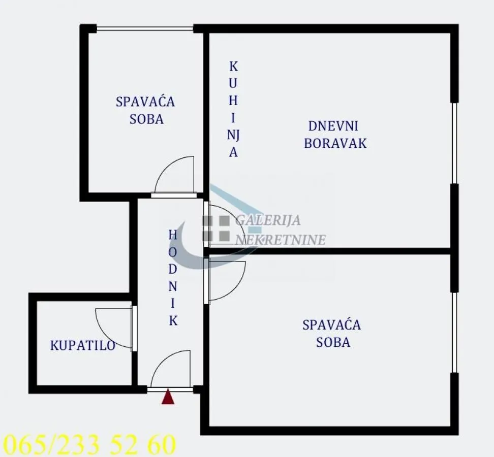 Osnova stana sa rasporedom prostorija.