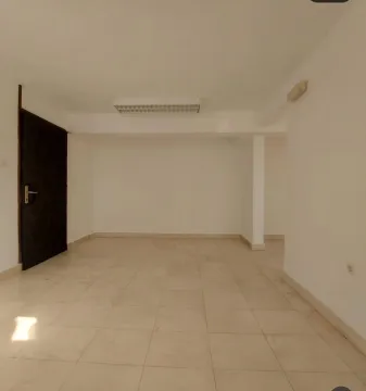 Empty bright room with tiled flooring and a dark door. - image 17