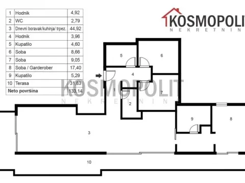 Sale, four bedroom apartment, 133m², Banovo Brdo, Beograd