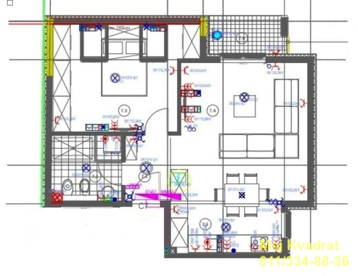 Sale, two bedroom apartment, 60m², Savski Venac, Beograd