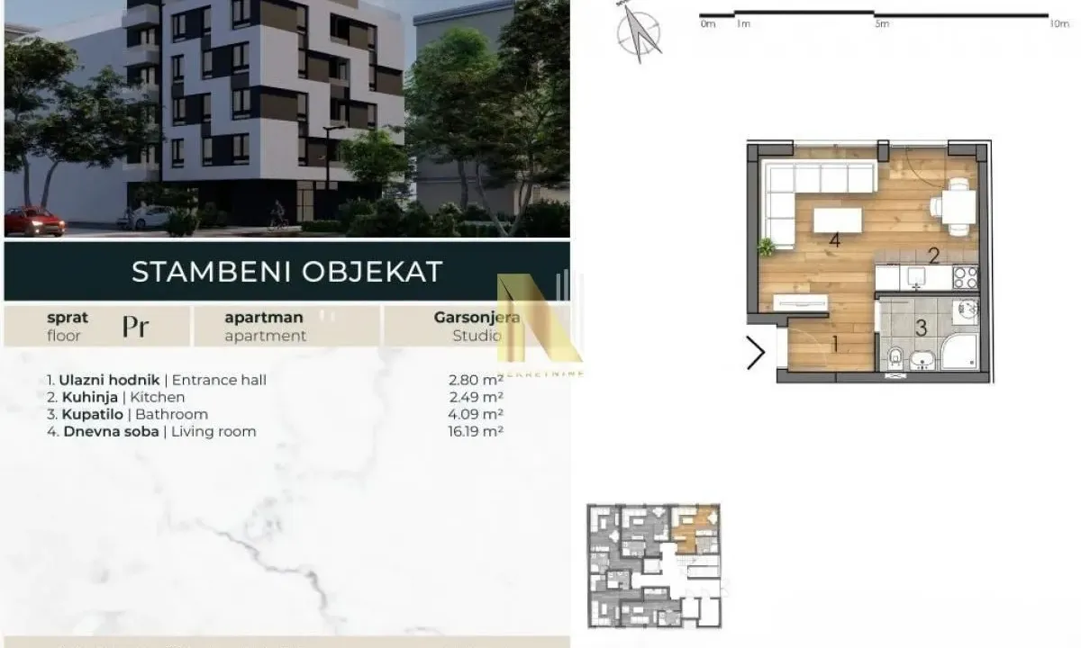 Prodaja, garsonjera, 25m², Detelinara, Novi Sad Sve Podlokacije