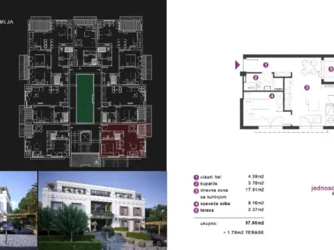 Prodaja, jednosoban stan, 39m², Škaljari, Kotor - image 2