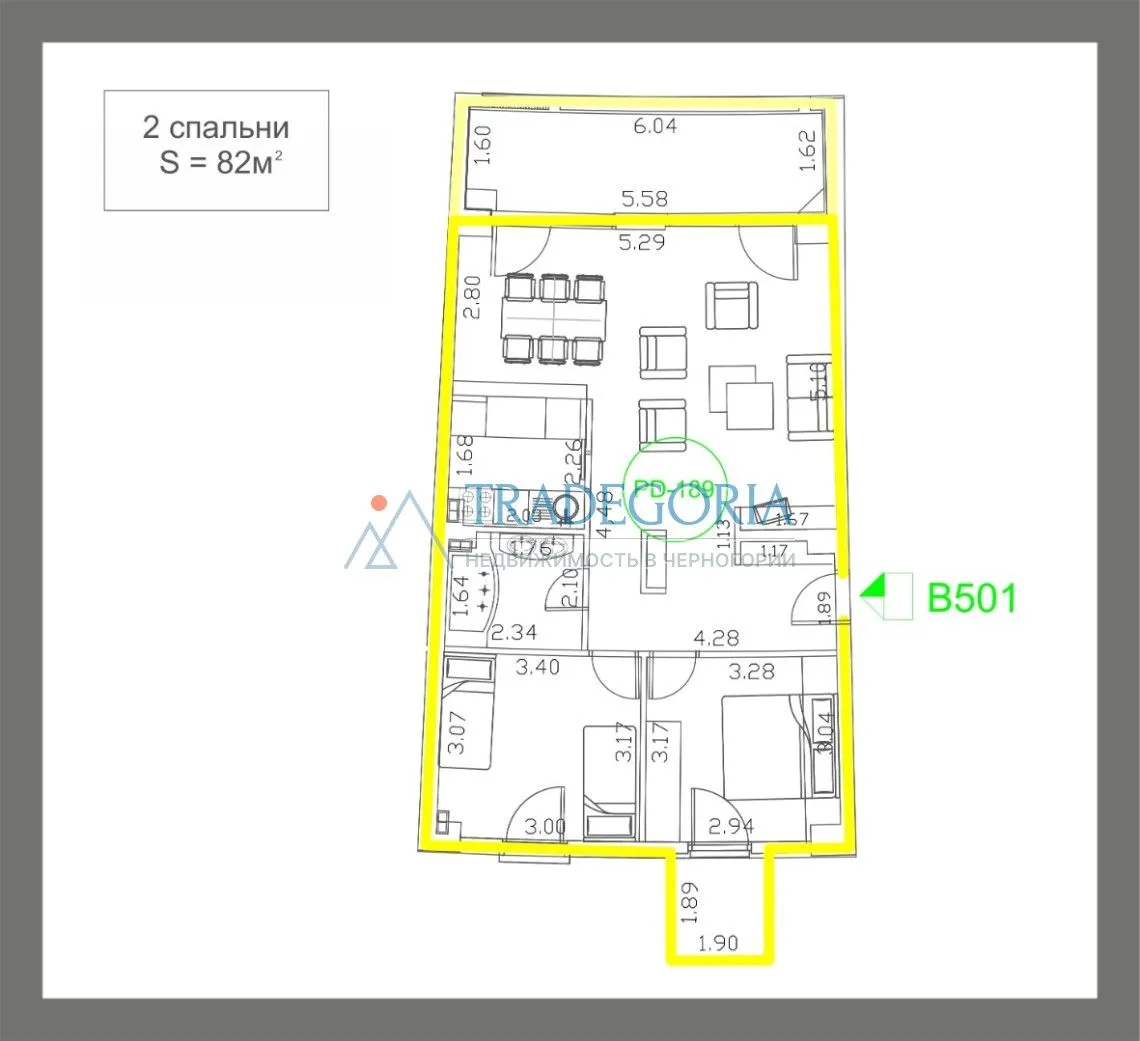 Prodaja, dvosoban stan, 82m², Budva, Crna Gora