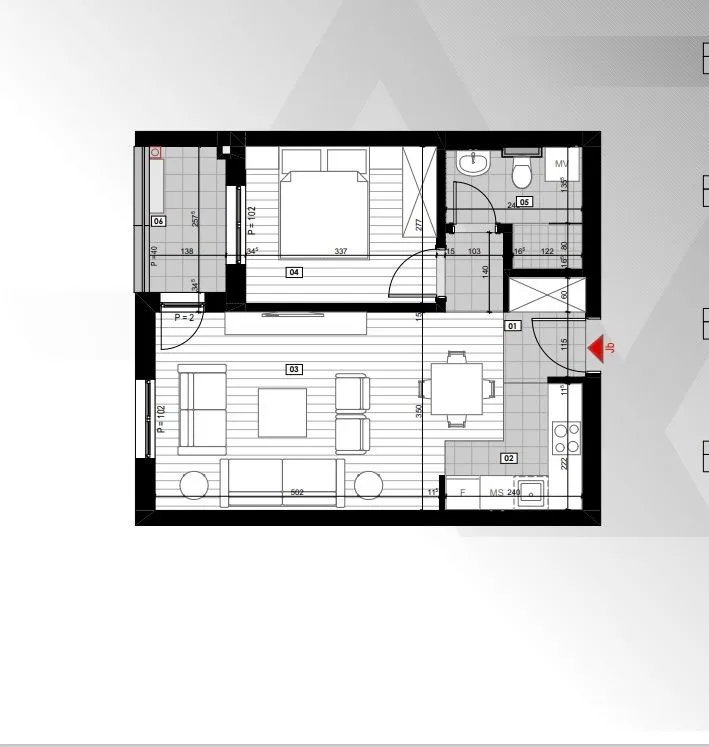 Sale, one bedroom apartment, 46m², Stari Aerodrom, Podgorica