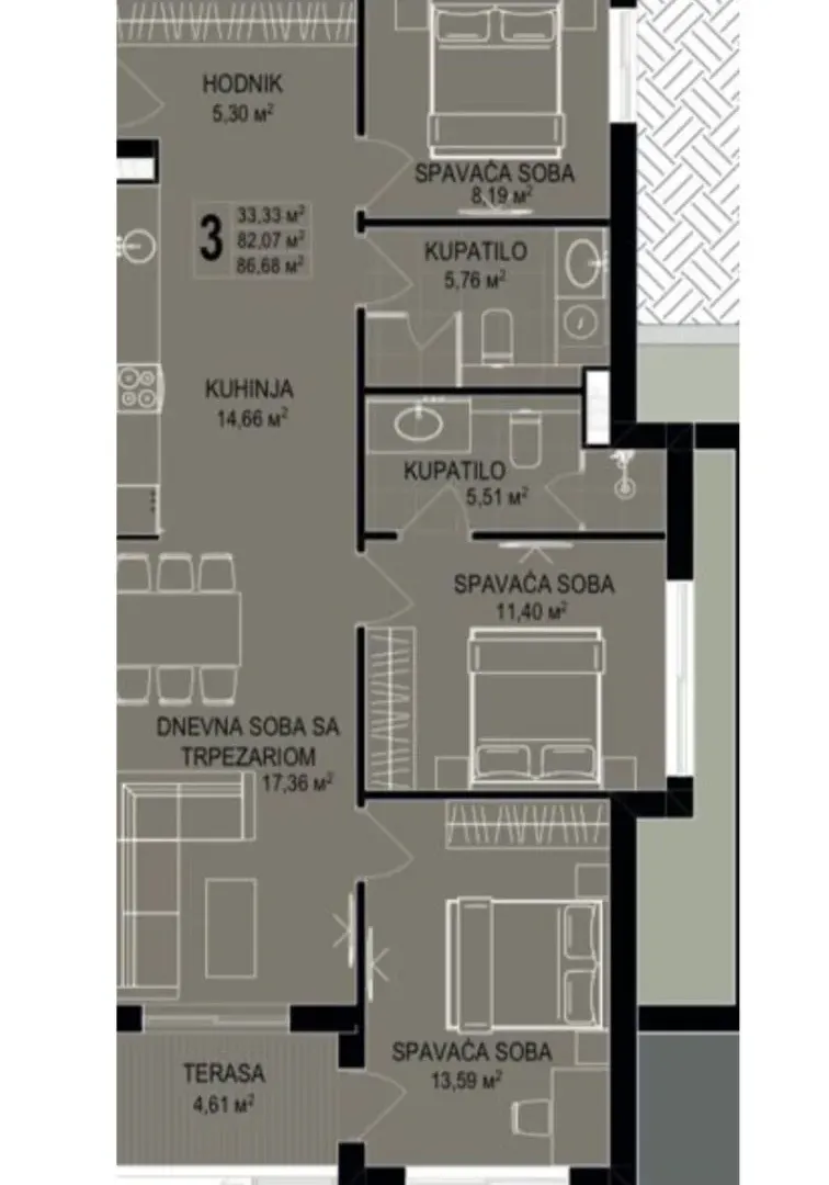 Sale, one bedroom apartment, 53m², Bečići, Budva