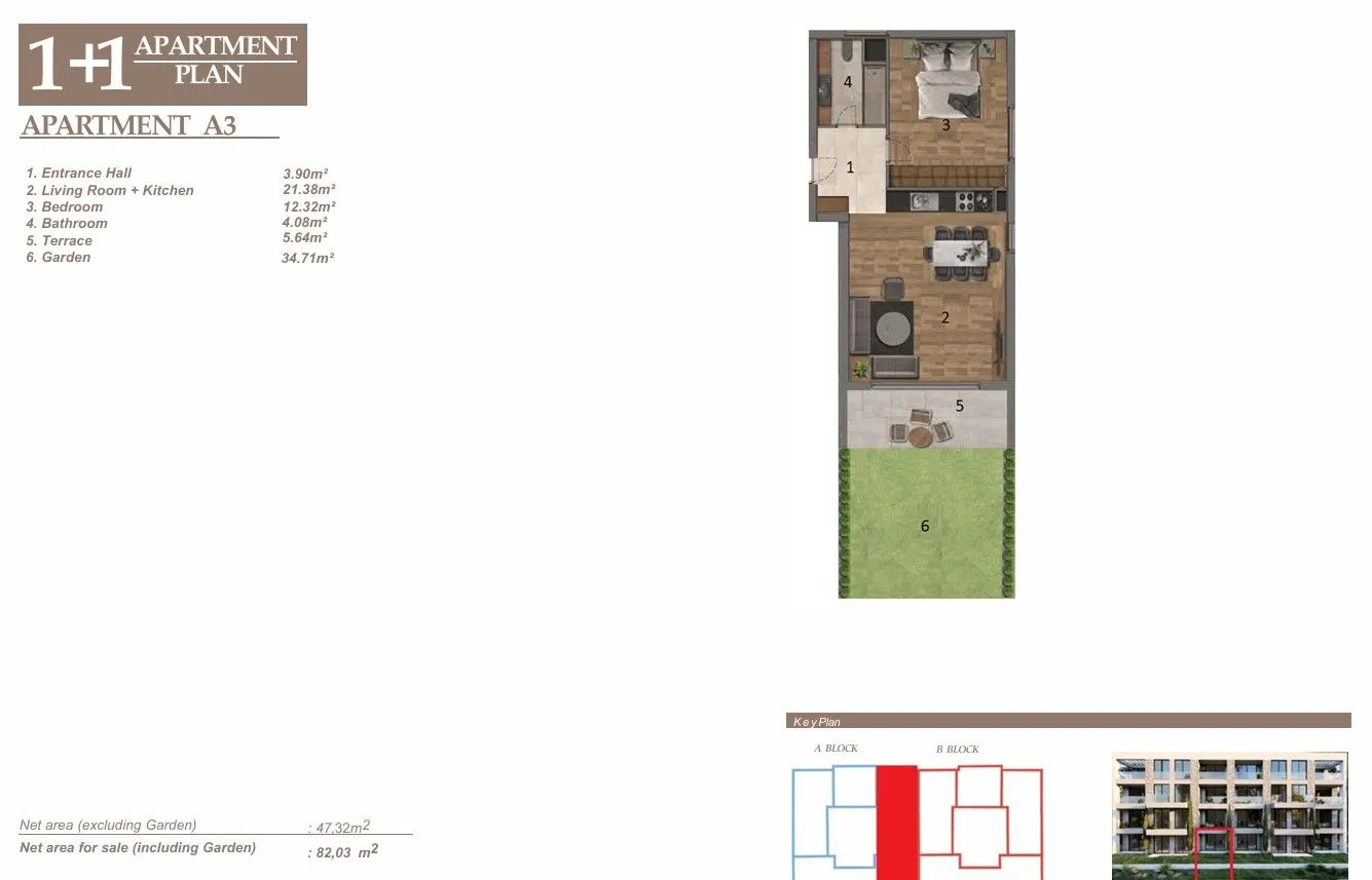 Prodaja, jednosoban stan, 47m², Baošići, Herceg Novi
