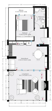 Floor plan of the apartment showing room layout and dimensions. - image 25