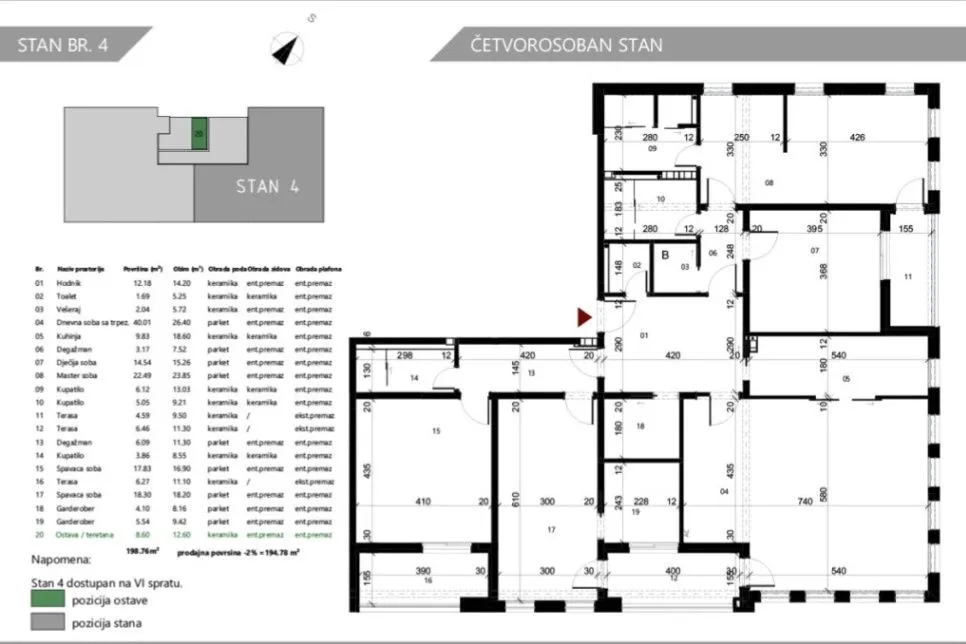 Prodaja, četvorosoban stan, 195m², Centar, Podgorica