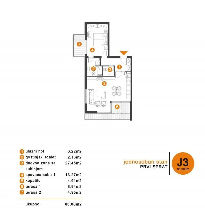 Sale, one bedroom apartment, 66m², Donja Lastva, Tivat