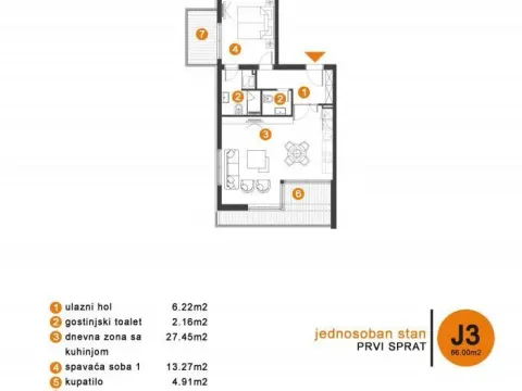 Sale, one bedroom apartment, 66m², Donja Lastva, Tivat - image 3